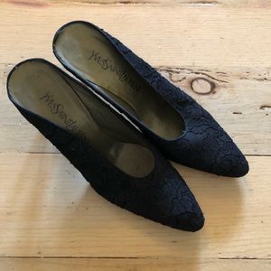 Vintage Yves Saint Laurent guipure lace mules